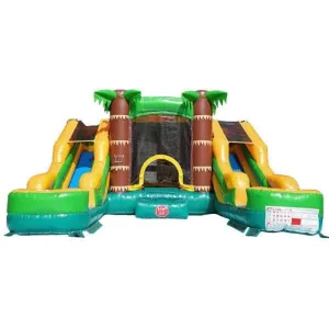 Palm Tree Bounce House Dura-Lite Dual Lane Combo with Slides