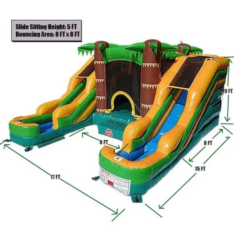 Palm Tree Bounce House Dura-Lite Dual Lane Combo with Slides