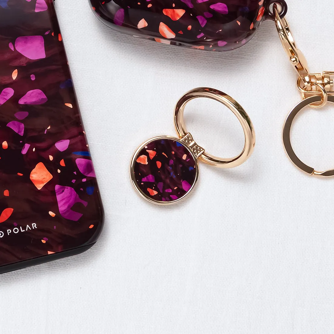 Paprika Terrazzo Gem | Custom Phone Ring Holder  (Non-MagSafe)