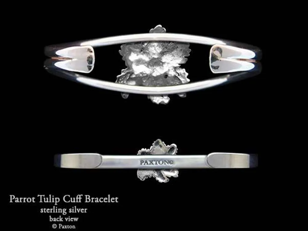 Parrot Tulip Flower Cuff Bracelet Sterling Silver