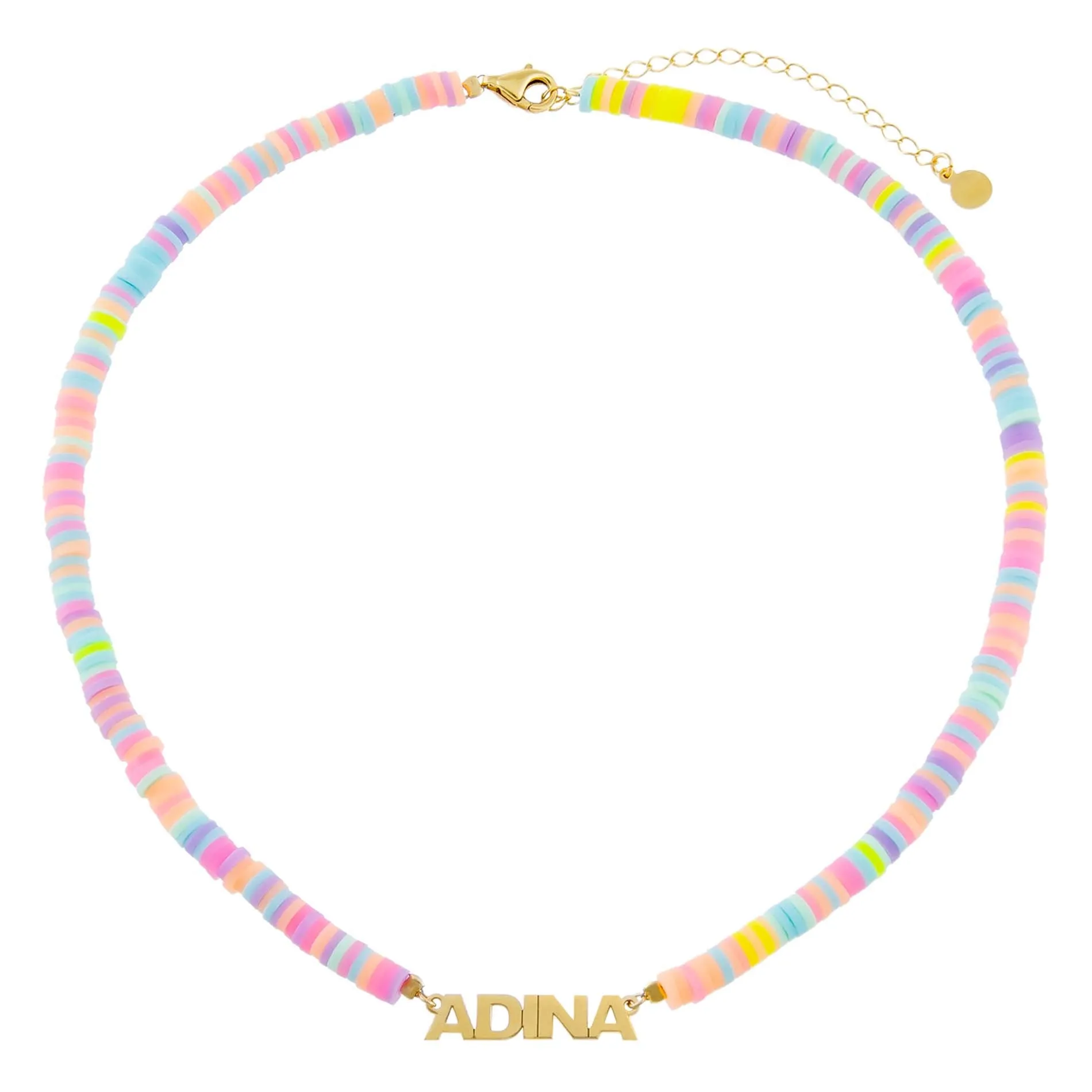 Pastel Bead Nameplate Necklace