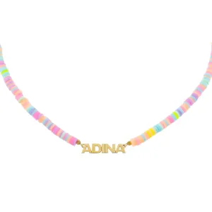 Pastel Bead Nameplate Necklace