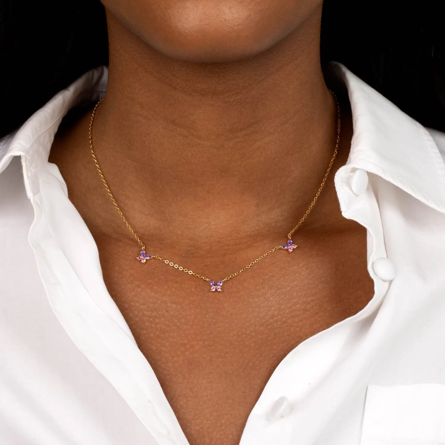 Pastel Crystal Butterfly Necklace