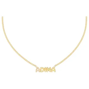 Pavé Bubble Name Link Necklace