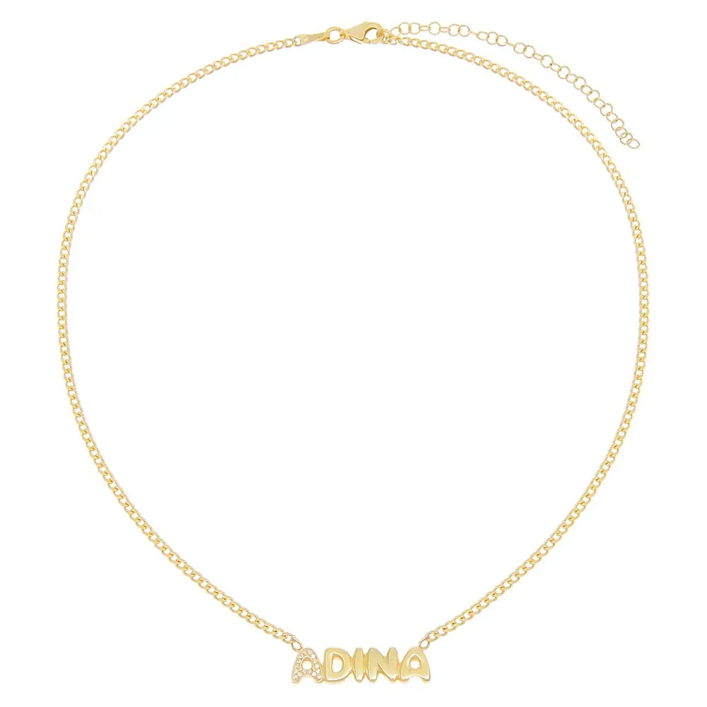 Pavé Bubble Name Link Necklace