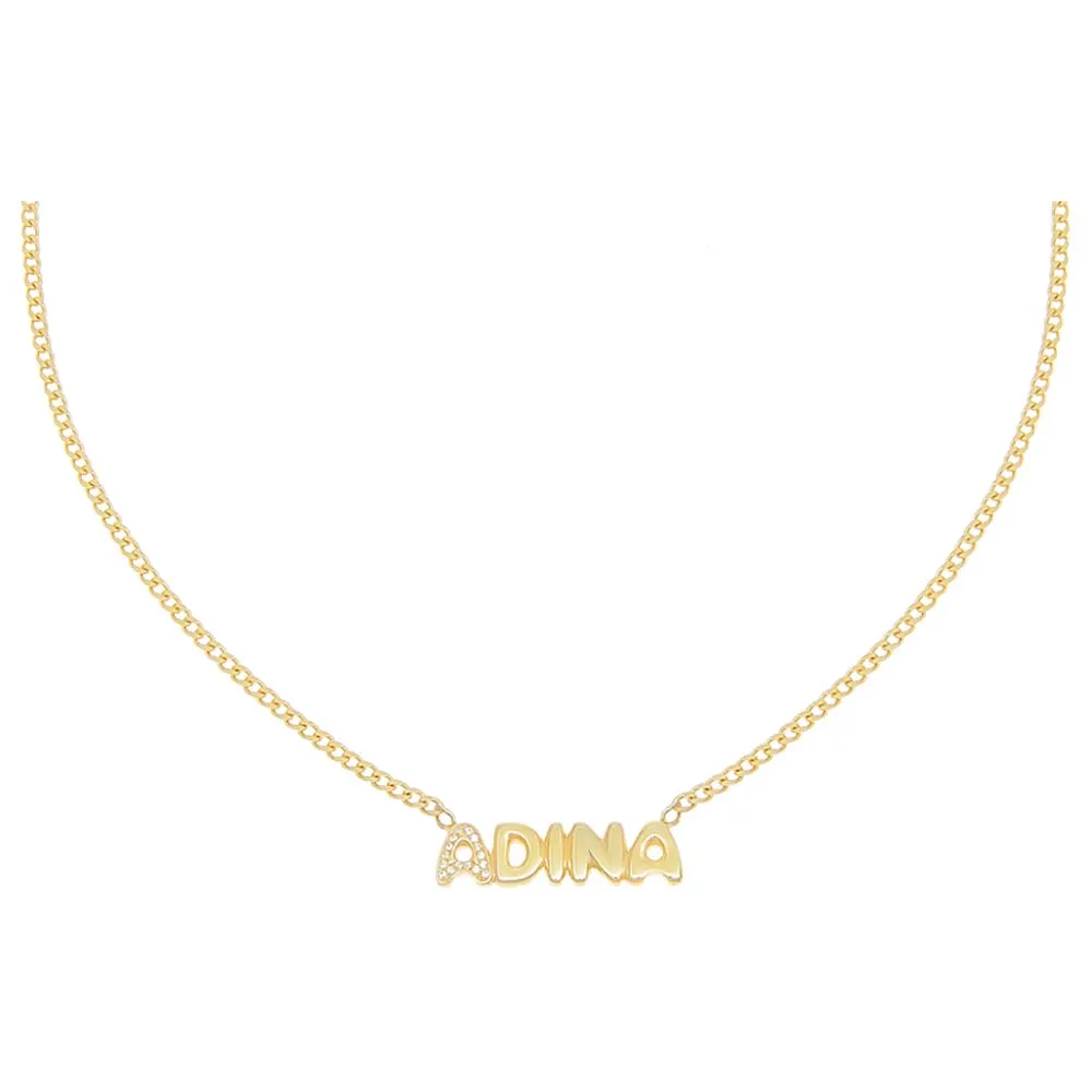 Pavé Bubble Name Link Necklace