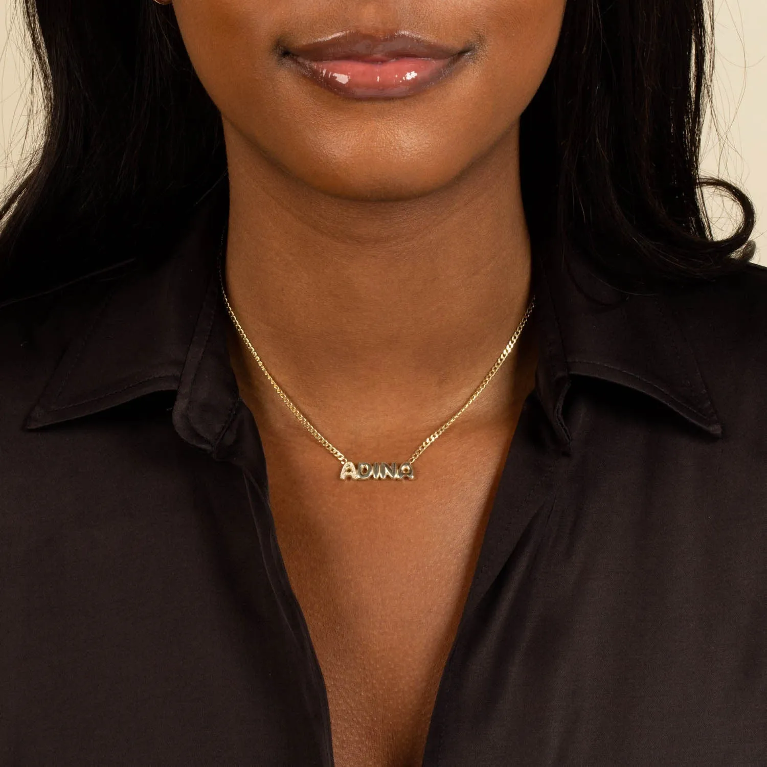 Pavé Bubble Name Link Necklace