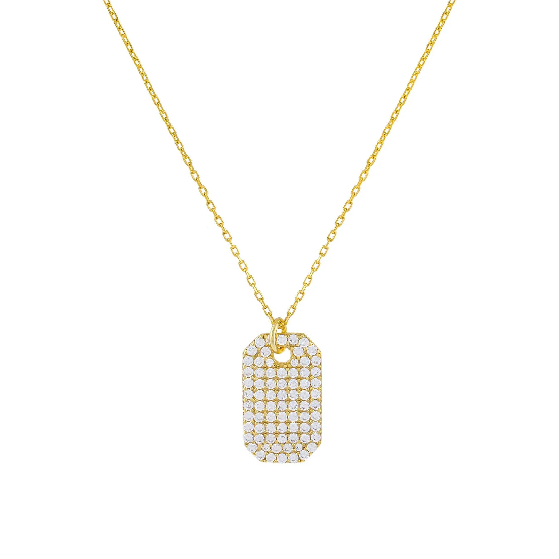 Pavé Dog Tag Necklace