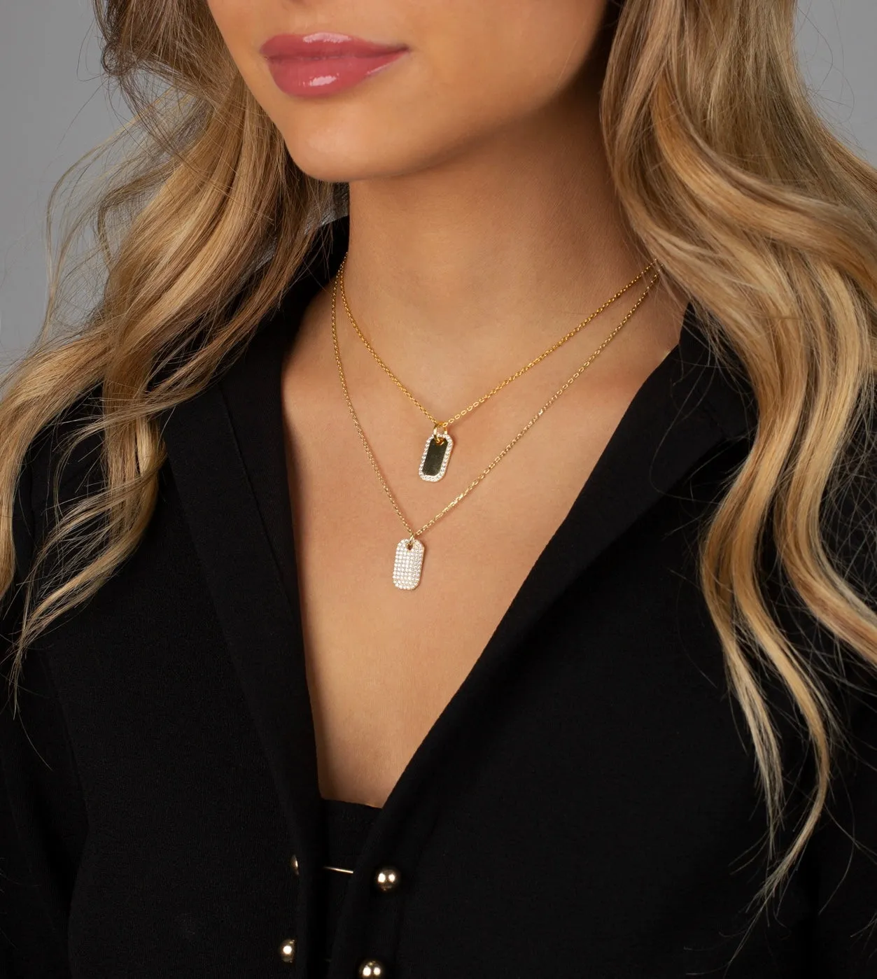 Pavé Dog Tag Necklace