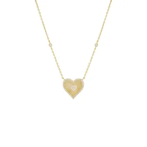 Pavé Double Heart Ridged Necklace