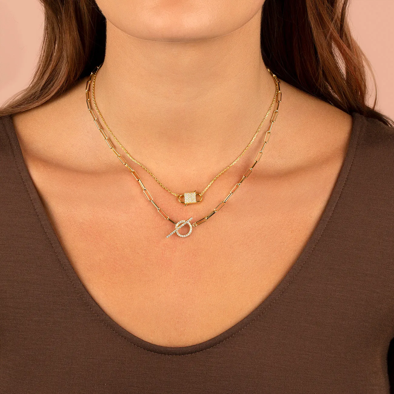 Pavé Double Lock Necklace