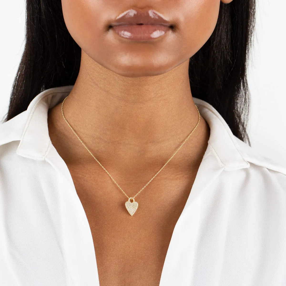 Pavé Heart Charm Necklace