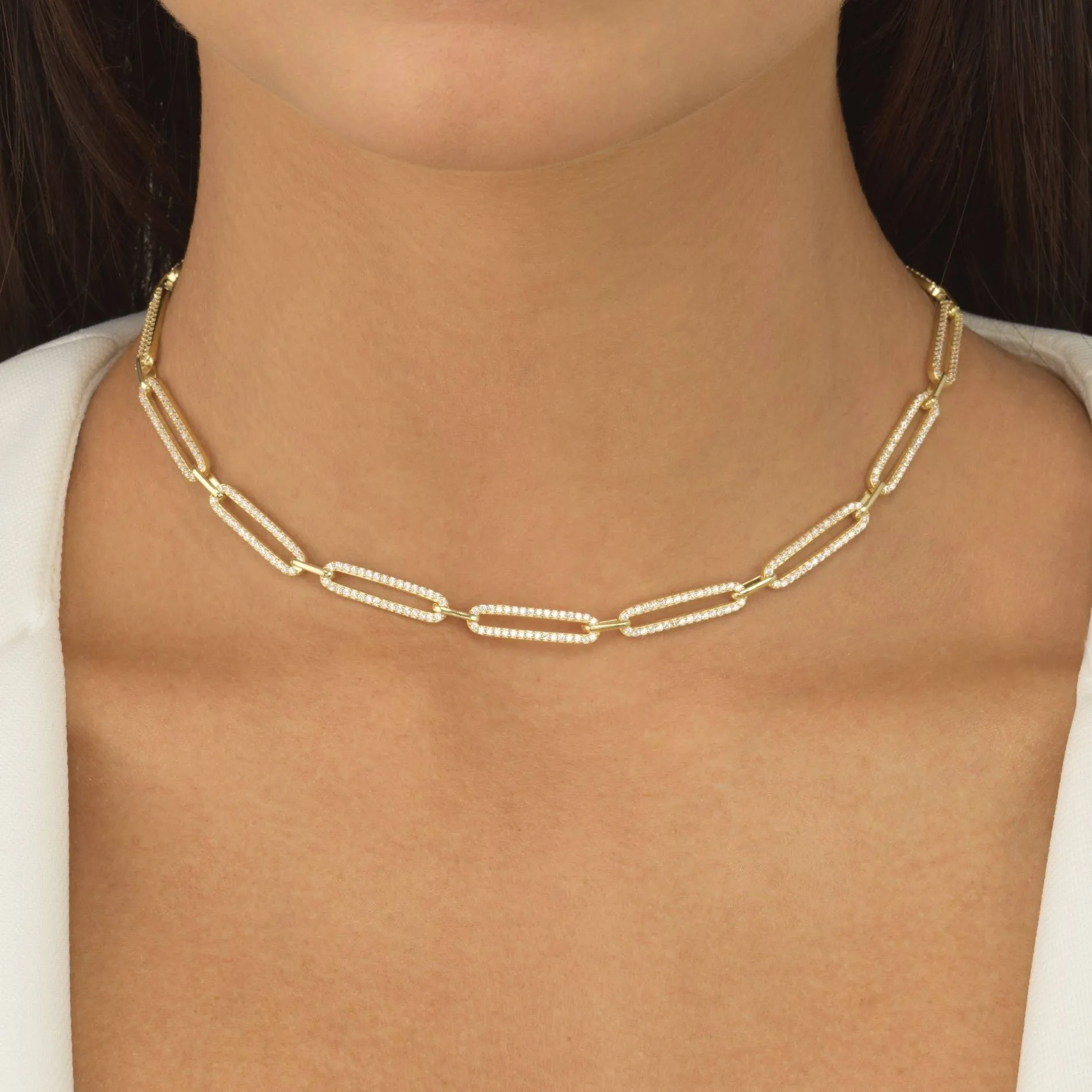 Pavé Oval Link Choker