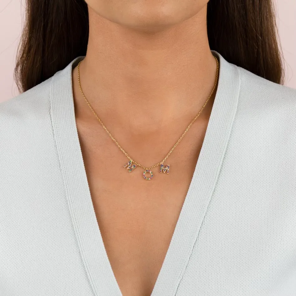 Pavé Rainbow Mom Necklace