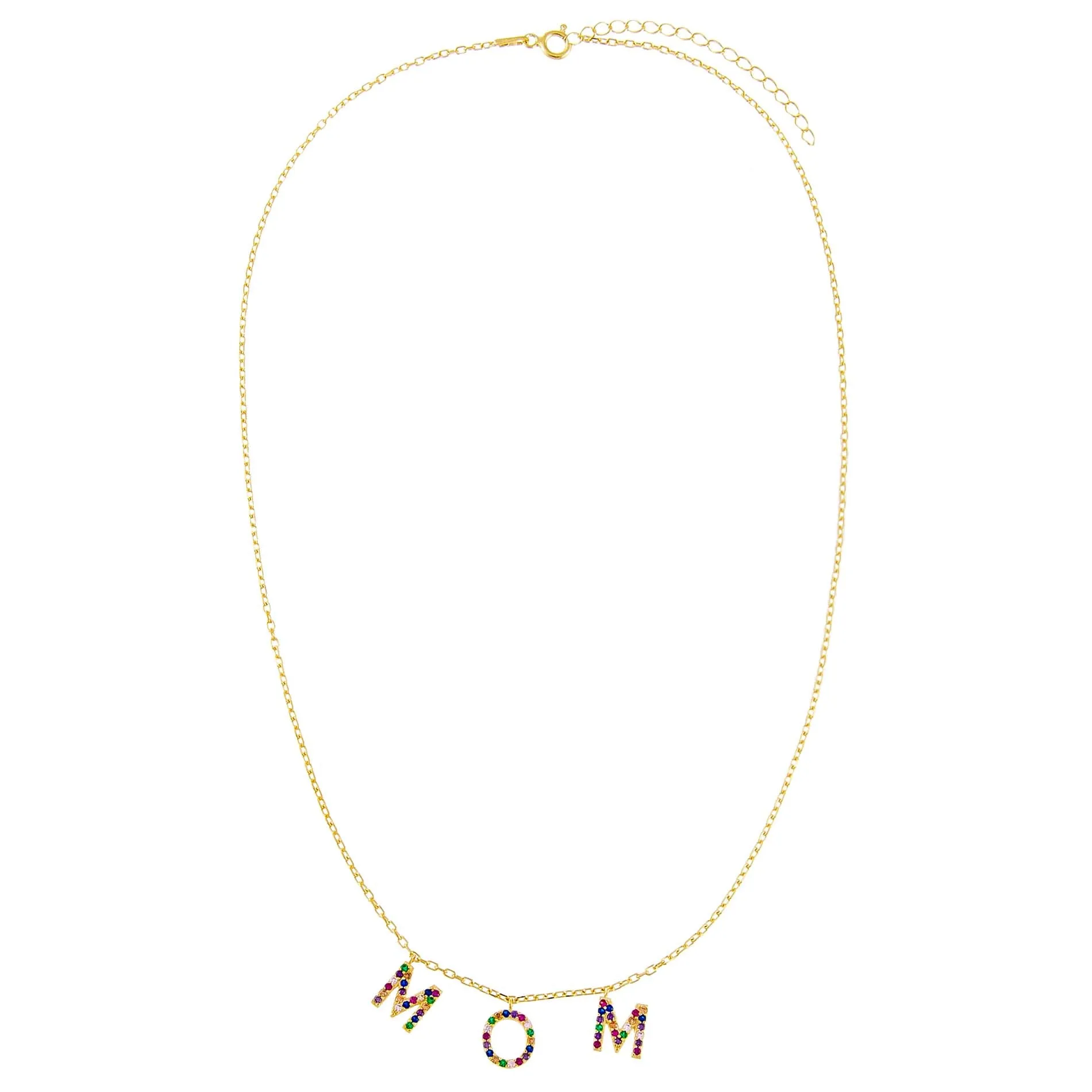 Pavé Rainbow Mom Necklace