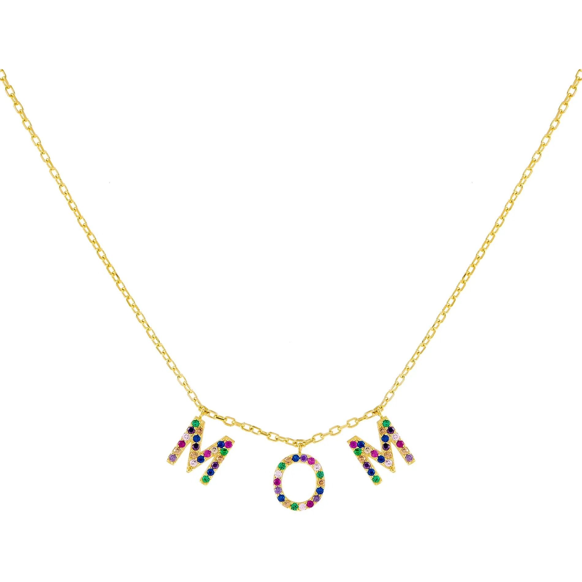 Pavé Rainbow Mom Necklace