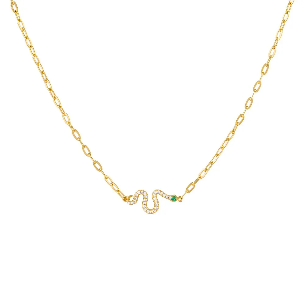 Pavé Snake Link Necklace