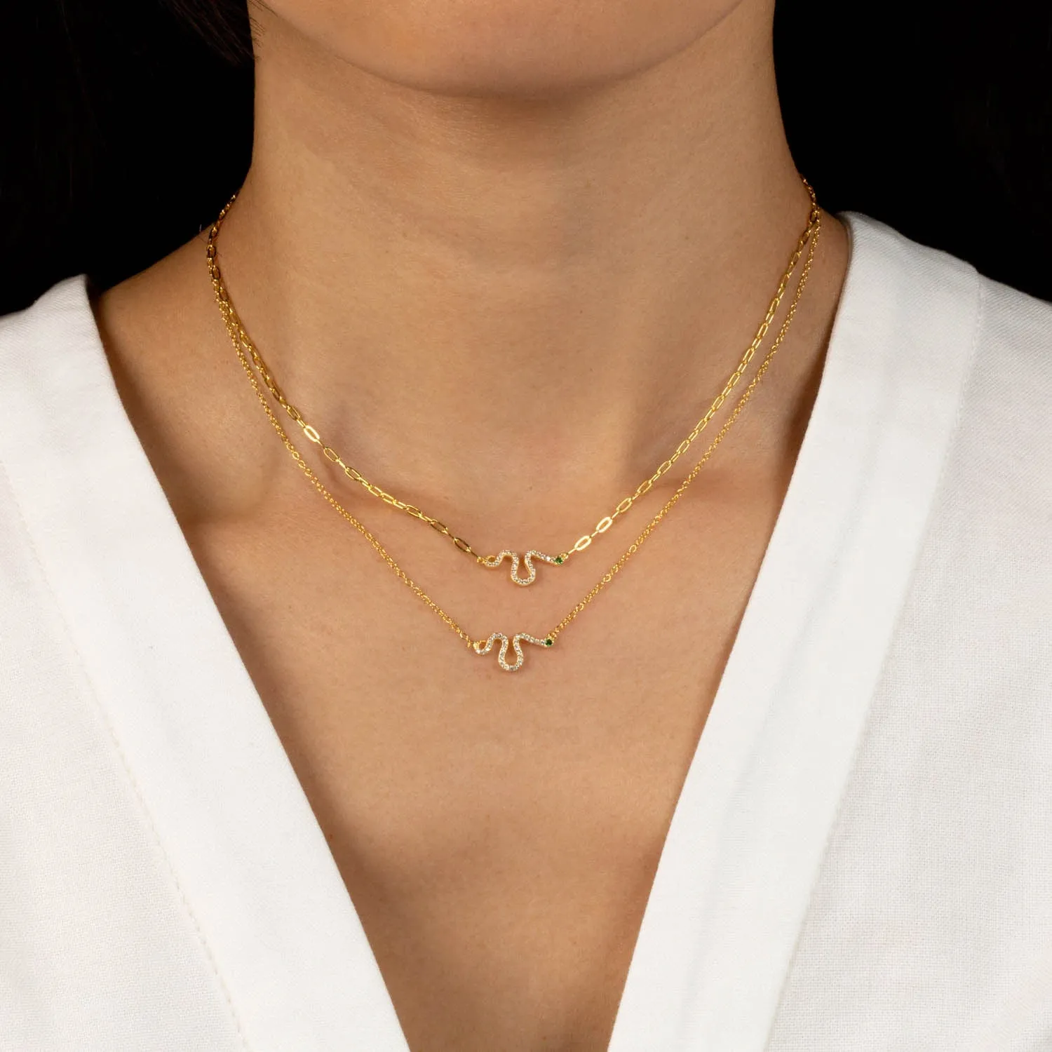 Pavé Snake Link Necklace
