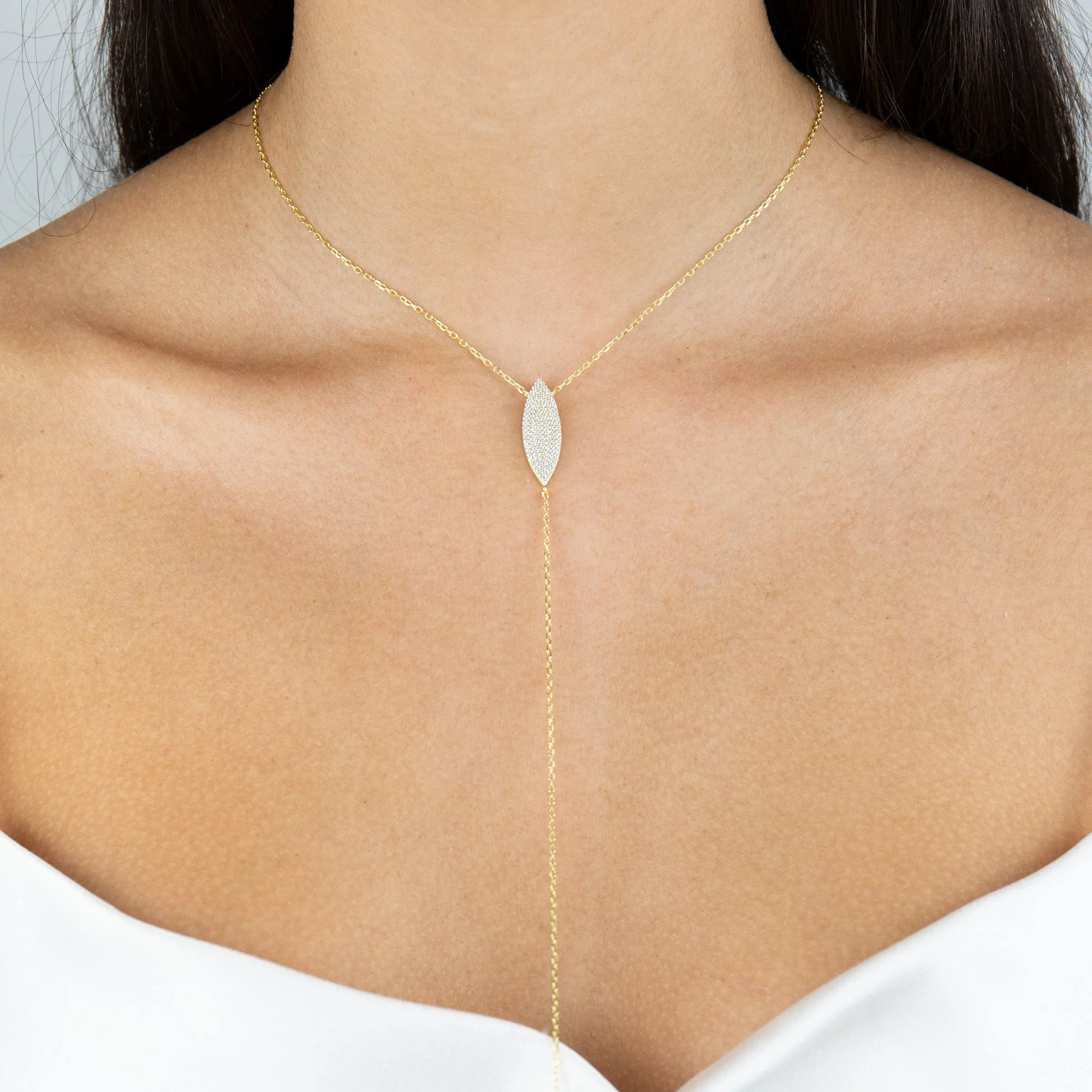 Pavé Teardrop Lariat