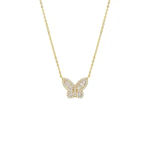 Pavé X Baguette Butterfly Necklace