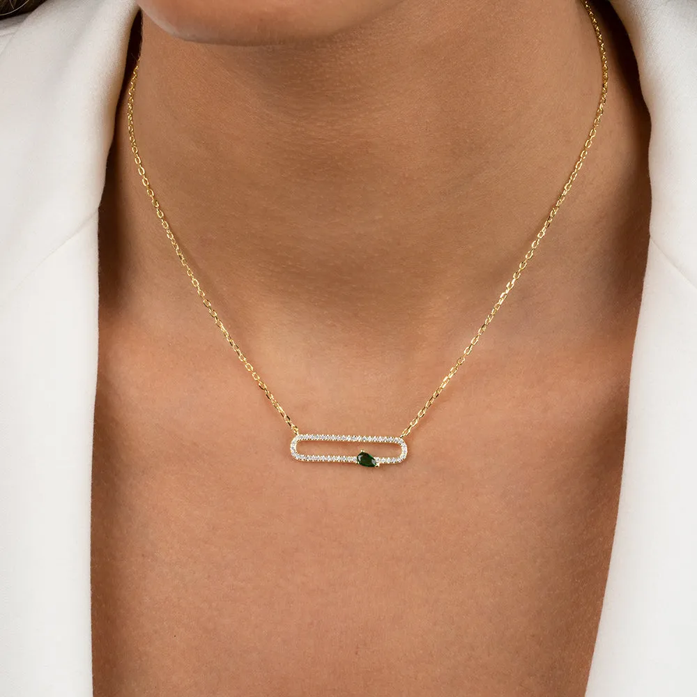Pavé X Colored Teardrop Pendant Necklace