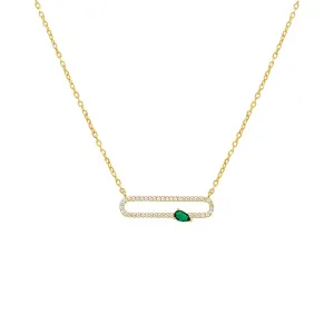Pavé X Colored Teardrop Pendant Necklace
