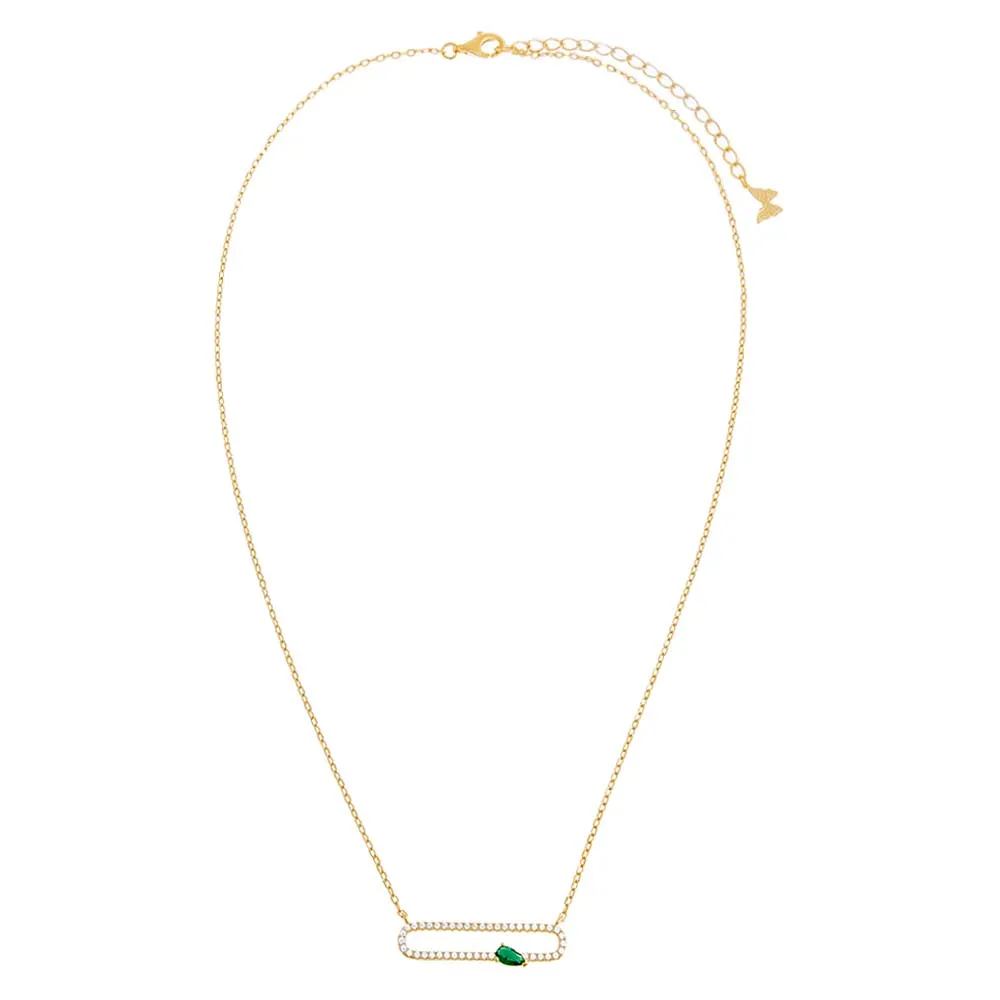 Pavé X Colored Teardrop Pendant Necklace
