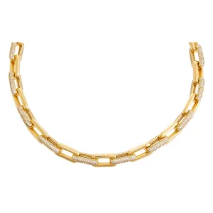 Pave/Solid Chunky Paperclip Necklace