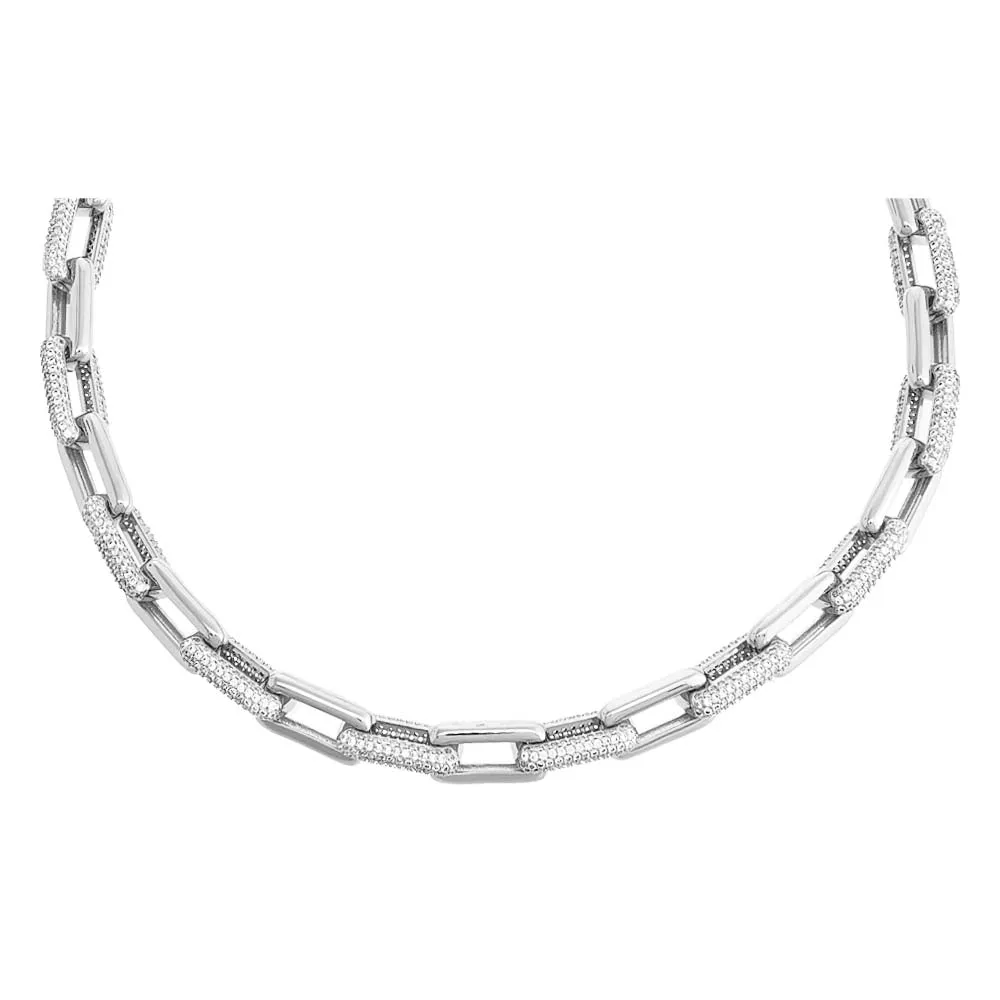 Pave/Solid Chunky Paperclip Necklace