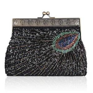 Peacock Tail Vintage Clutch Bags for Women Sequins Beaded|JaosWish