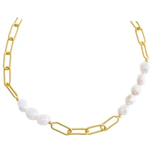 Pearl & Paperclip Necklace