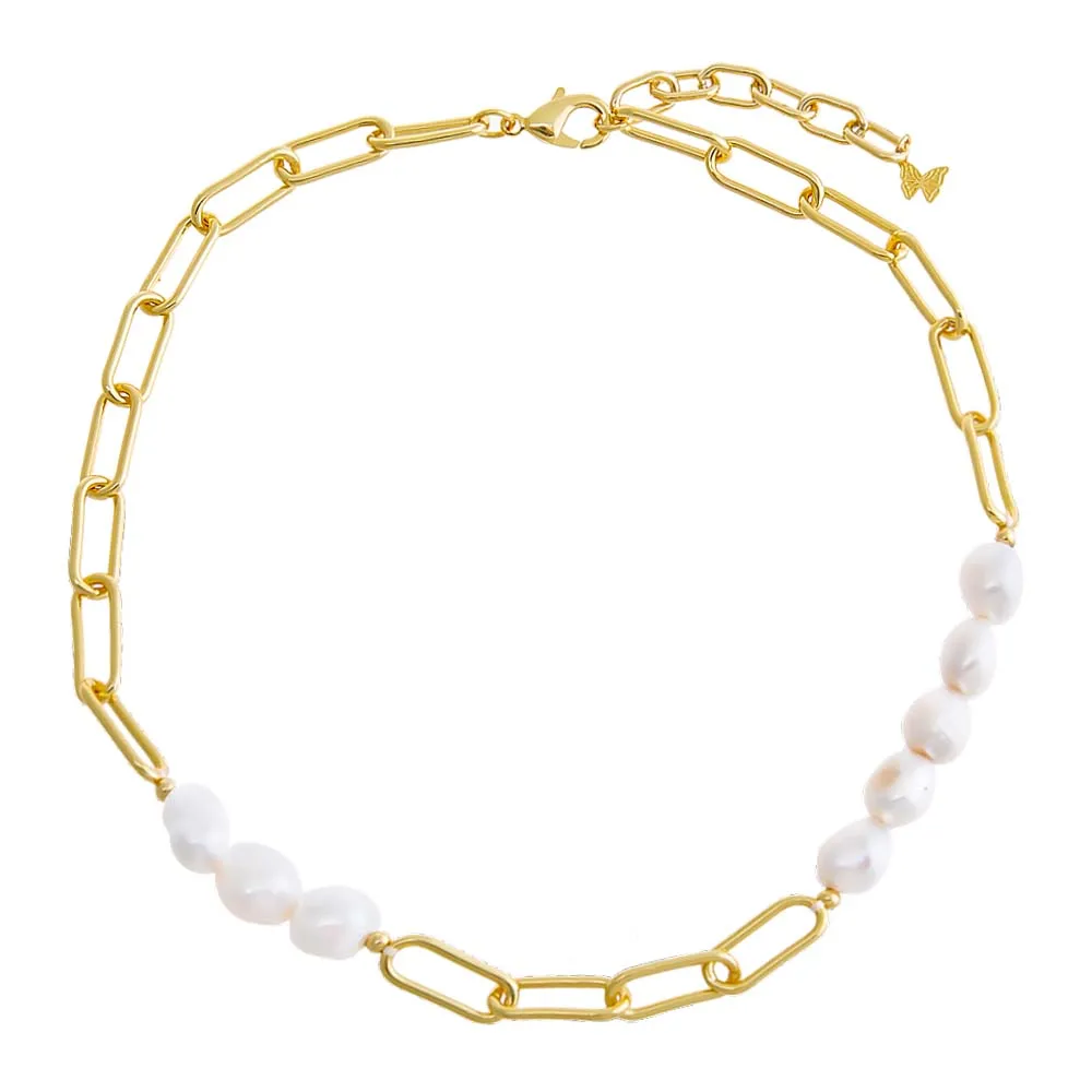Pearl & Paperclip Necklace