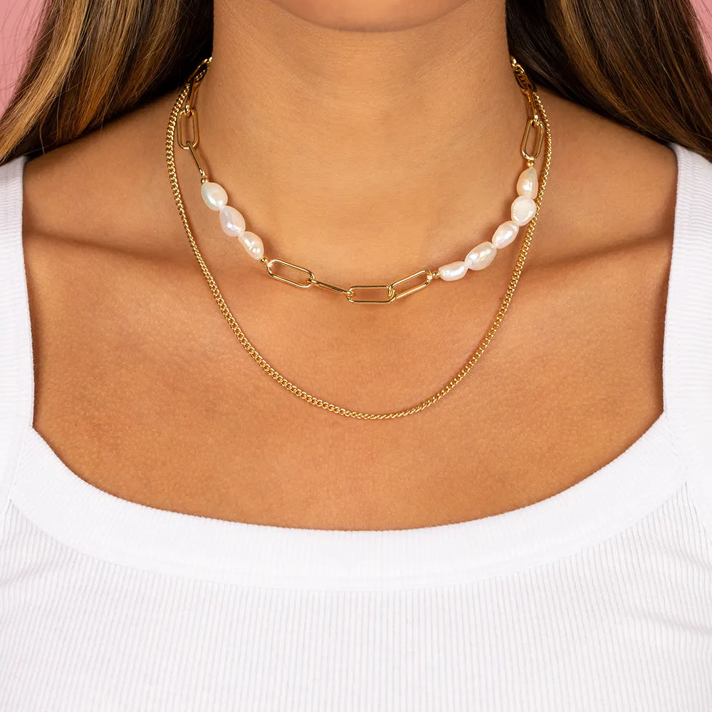 Pearl & Paperclip Necklace