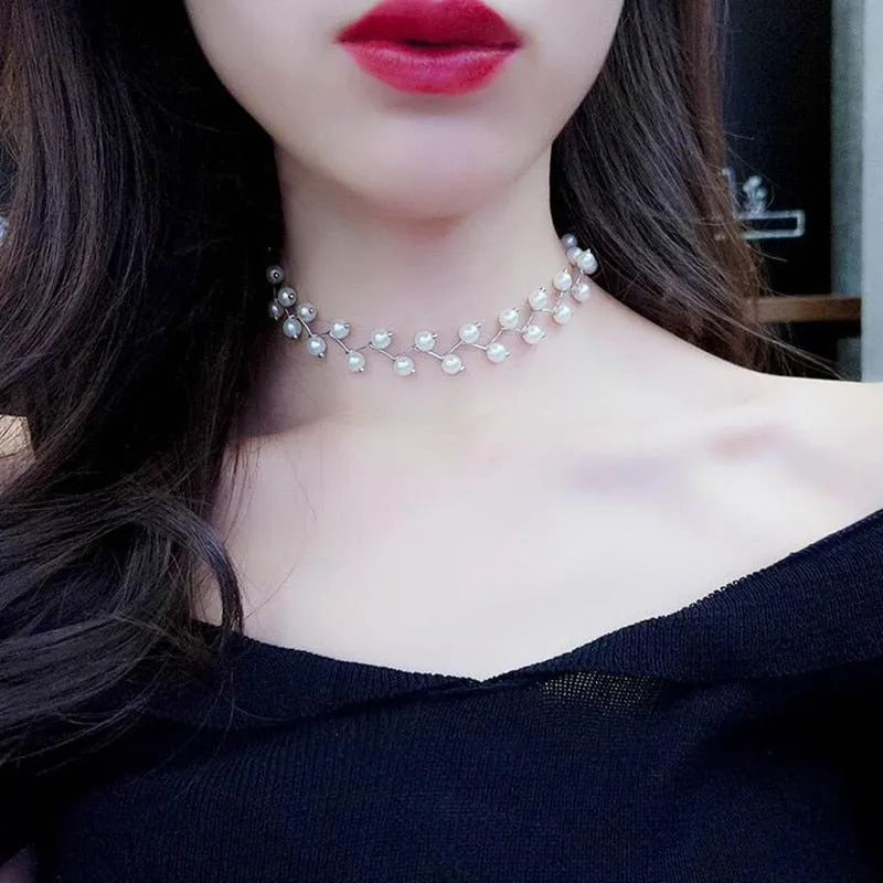 Pearl Bead Necklace 14K Gold For Women Engagement Jewelry