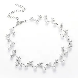 Pearl Bead Necklace 14K Gold For Women Engagement Jewelry