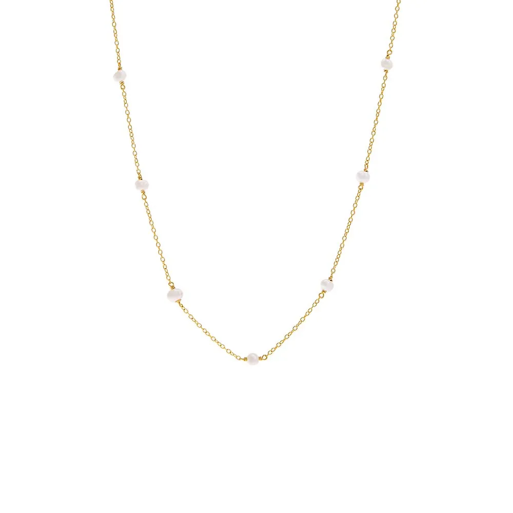 Pearl Embedded Chain Necklace