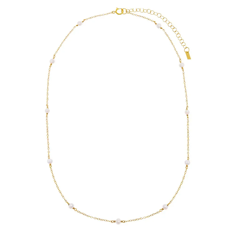 Pearl Embedded Chain Necklace
