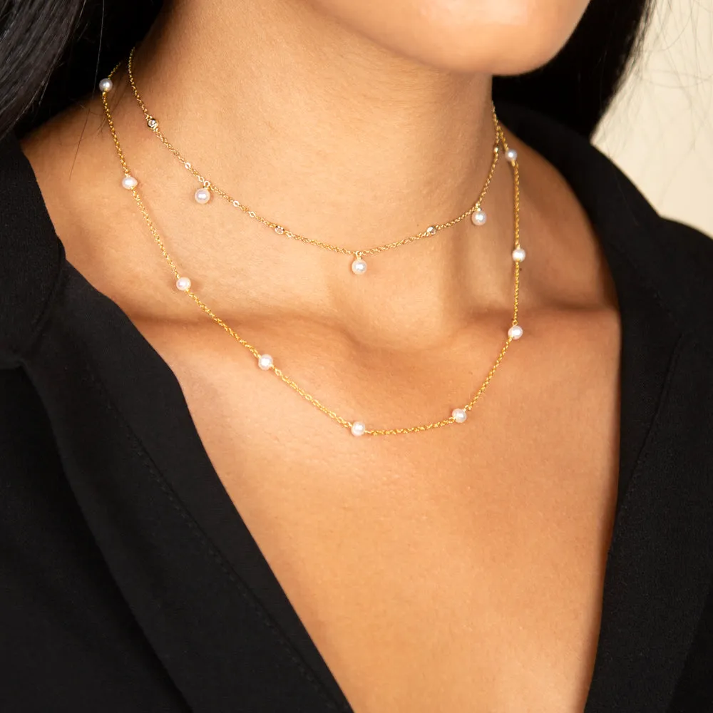 Pearl Embedded Chain Necklace