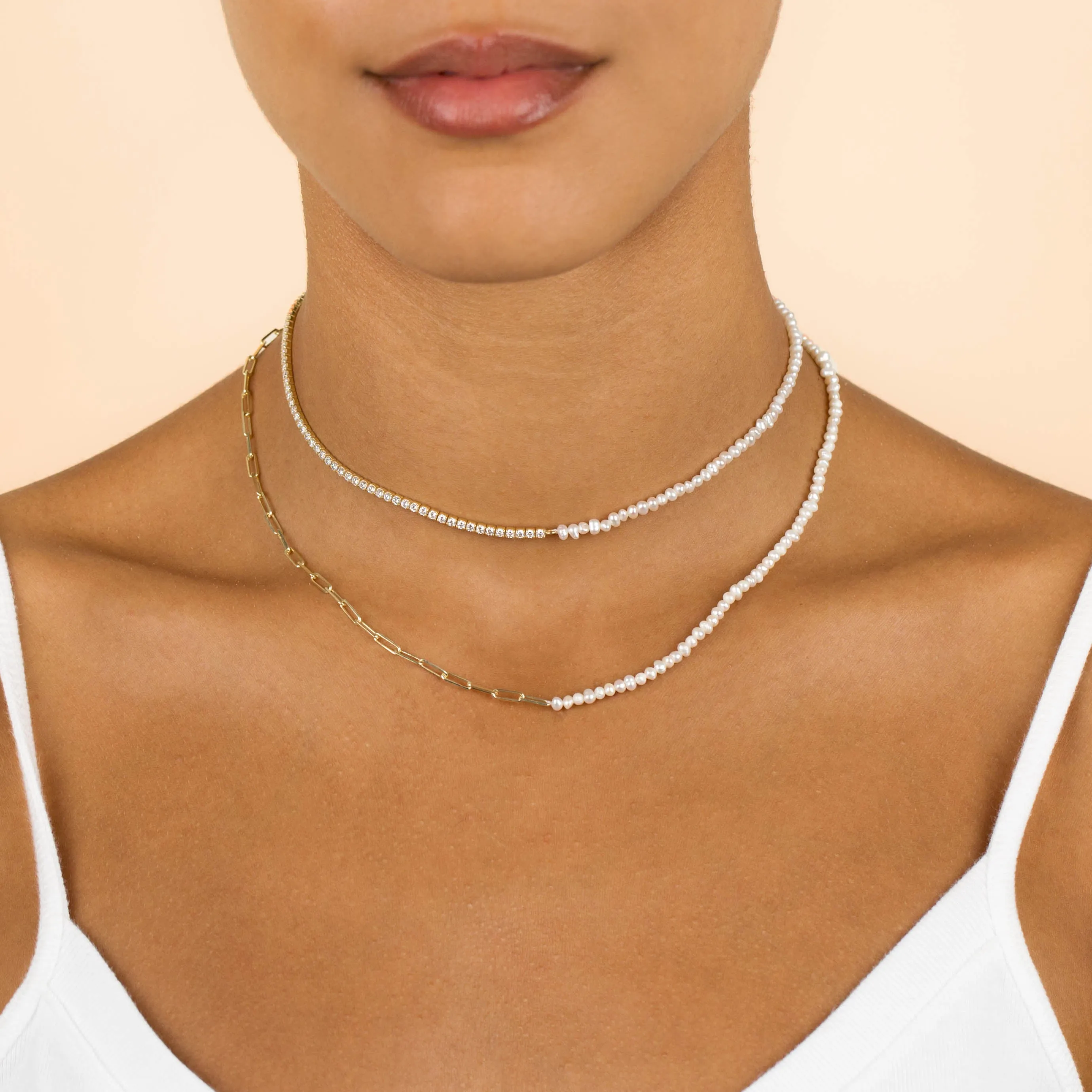 Pearl X Link Necklace