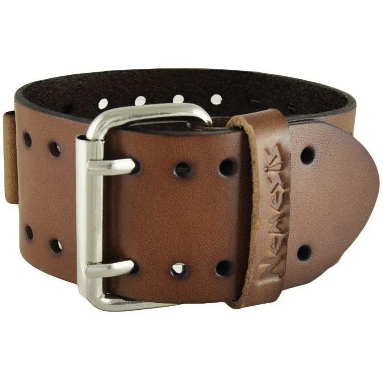 Perforated Brown Leather Cuff