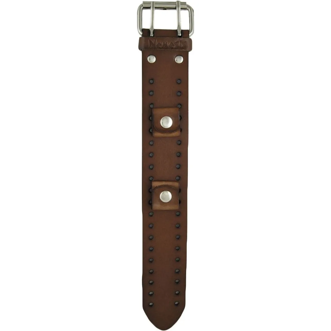 Perforated Brown Leather Cuff