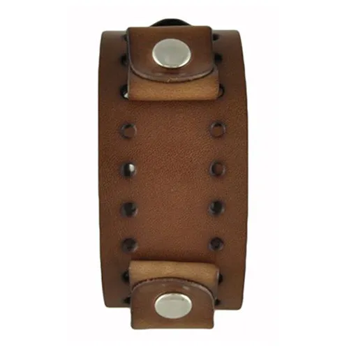 Perforated Brown Leather Cuff