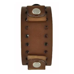 Perforated Brown Leather Cuff