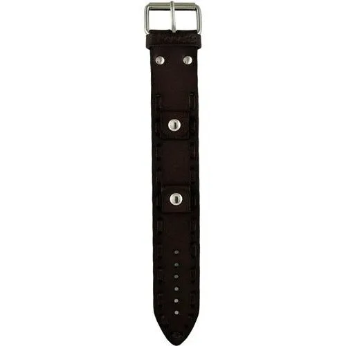 Perforated Dash Brown Leather Cuff