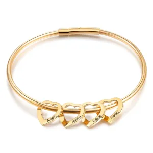 Personalized 4 Engraved Name Cuff Bracelets For Women