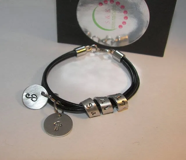 personalized Secret message bracelet , personalized message bracelet, custom hand stamped jewelry , leather bracelet