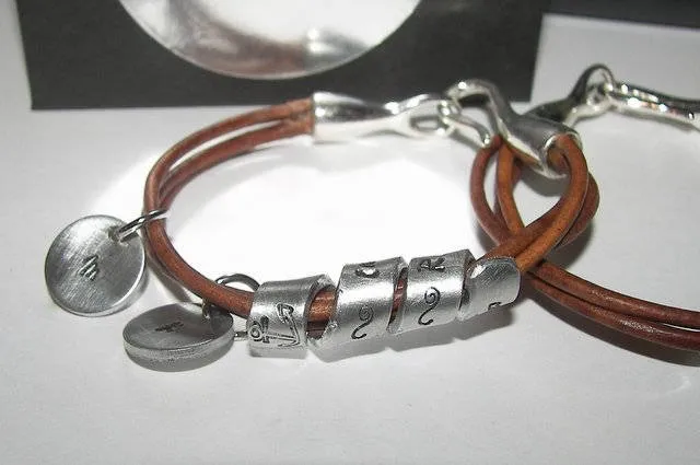 personalized Secret message bracelet , personalized message bracelet, custom hand stamped jewelry , leather bracelet