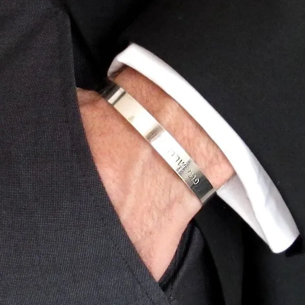 Personalized sterling silver cuff - Mens Anniversary Gift