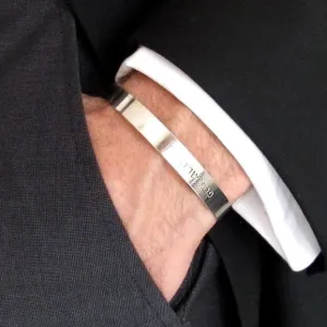 Personalized sterling silver cuff - Mens Anniversary Gift