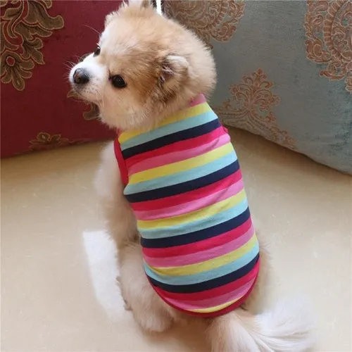 Pet Dog Clothing Cotton Stripe Vest Puppy Cotton